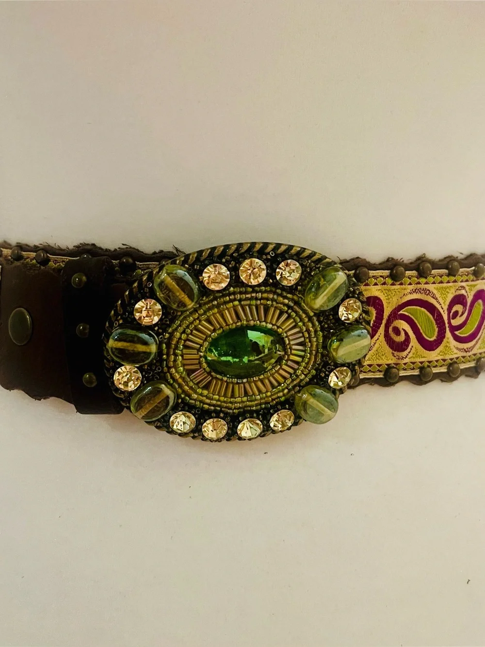 Leather Rock:  Embellished Genuine Leather Studded Belt-NO FLAWS